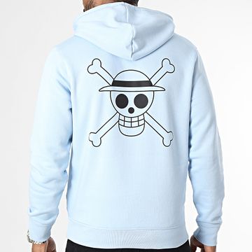 One Piece - Sudadera con capucha Mugiwara Big back Colores Azul claro Negro