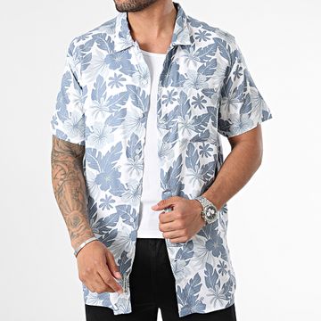 American People - Cabiai 104-06 Blanco Azul Floral Camisa Manga Corta