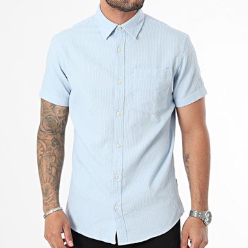 Jack And Jones - Camisa Tampa Dobby Azul Claro Manga Corta