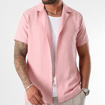 LBO - Camisa de manga corta efecto lino 1172 Rosa