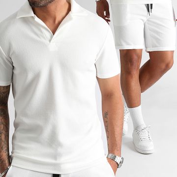 LBO - Juego de polos con textura Waffle 1763 Blanco