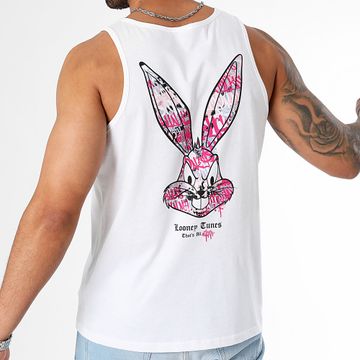 Looney Tunes - Bugs Bunny Graffiti Pink Back Tank Top Blanco