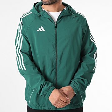 Adidas Performance - Tiro24 IM8810 Chaqueta a rayas con cremallera y capucha Verde oscuro Blanco