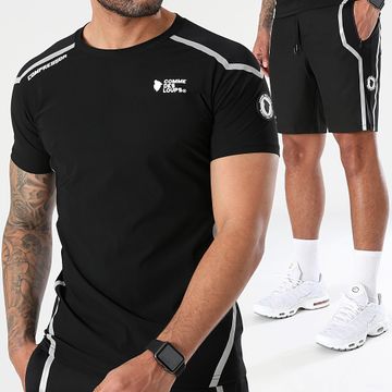 Comme Des Loups - Conjunto de camiseta negra reflectante y pantalón corto Compressor