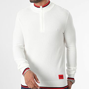 HUGO - Sudadera con cremallera Saikk 50504385 Blanco Rojo Negro