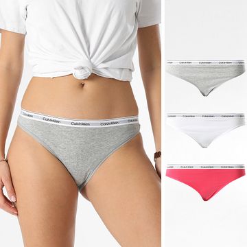 Calvin Klein - Juego De 3 Braguitas De Mujer 5207 Rosa Blanco Gris Heather