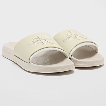 Calvin Klein - Slide Mujer Monograma 0585 Eggshell Creamy White