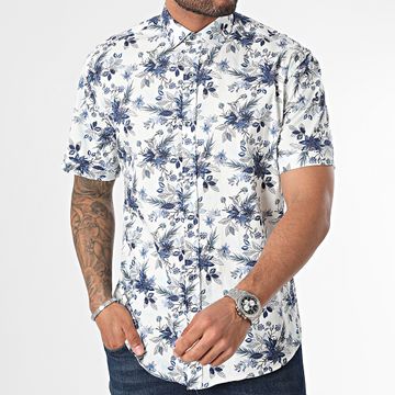 Classic Series - Camisa blanca floral de manga corta