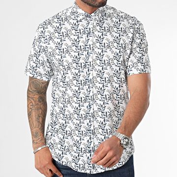 Classic Series - Camisa blanca floral de manga corta