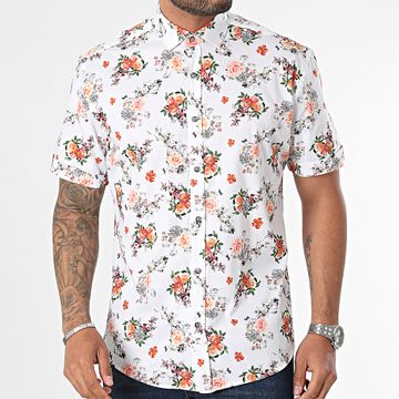 Classic Series - Camisa blanca floral de manga corta