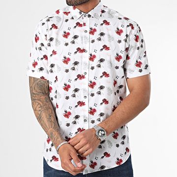 Classic Series - Camisa blanca floral de manga corta