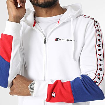 Champion - Sudadera de rayas con capucha y cremallera 219751 Blanco