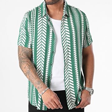 Frilivin - Camisa Manga Corta Verde Blanco