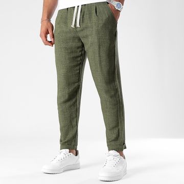 LBO - 1207 Pantalones efecto lino verde caqui