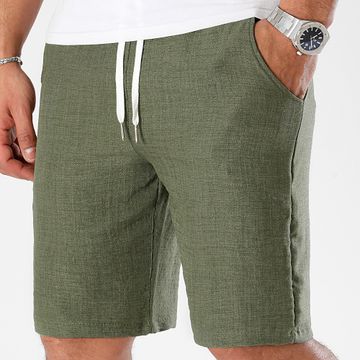 LBO - Pantalón Corto Chino Efecto Lino 1208 Caqui Verde