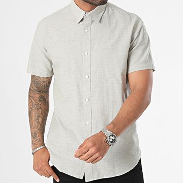 Classic Series - Camisa de manga corta New-Linen Regular Gris brezo