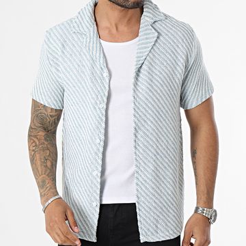 Frilivin - Camisa Manga Corta Rayas Azul Claro Blanco
