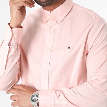 Tommy Hilfiger - Poplin 0934 Camisa Regular Flex Rosa Manga Larga