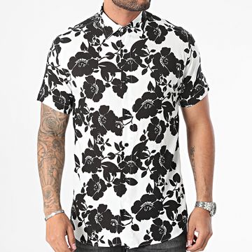 Classic Series - Camisa Manga Corta Blanca Negra Floral