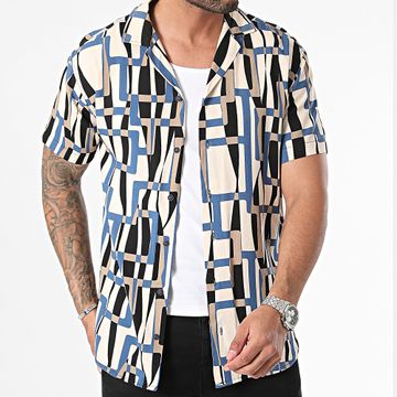Classic Series - Beige Azul Negro Camisa de manga corta