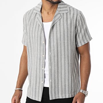 Frilivin - Camisa de manga corta de rayas grises