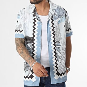 Frilivin - Camisa Manga Corta Gris Claro Floral