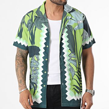 Frilivin - Camisa de manga corta floral verde