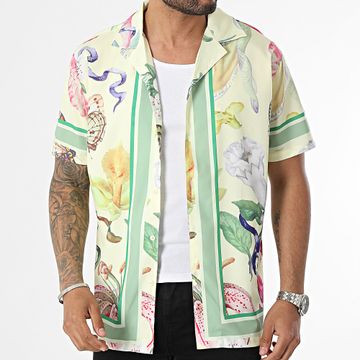 Frilivin - Camisa Floral Amarilla Manga Corta