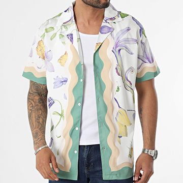 Frilivin - Camisa blanca floral de manga corta
