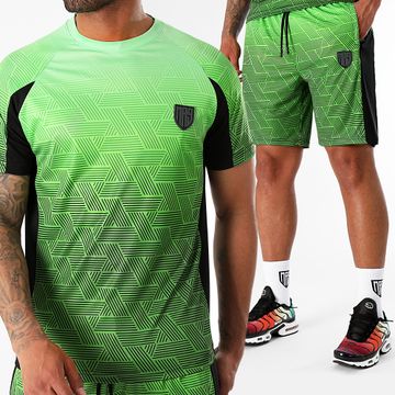 MA9 Mafia Nueve - Conjunto de camiseta y pantalón corto Gradiente Volt Green