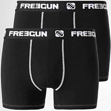 Freegun - Juego de 2 calzoncillos bóxer ultra elásticos Negro