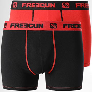 Freegun - Juego de 2 bóxers ultra elásticos Negro Rojo