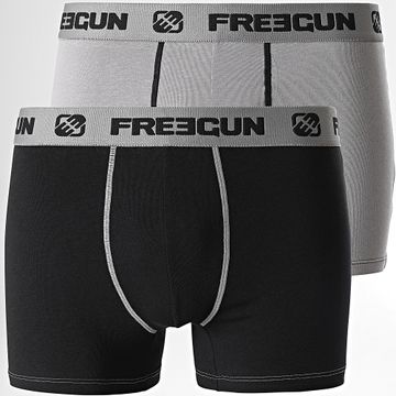 Freegun - Juego de 2 bóxers ultra elásticos Negro Gris