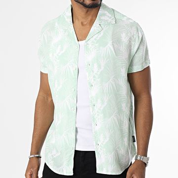 Classic Series - Verde Blanco Floral Camisa Manga Corta