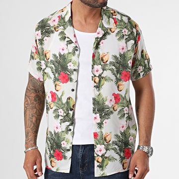 Produkt - Hawaii Camisa Manga Corta Blanco Verde Amarillo Rosa Floral