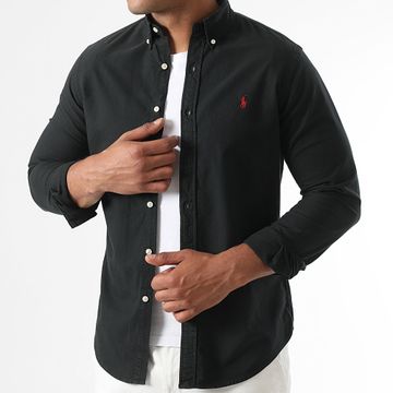 Polo Ralph Lauren - Slim Camisa Manga Larga Original Player Negro