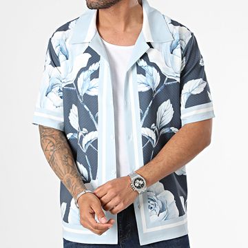 KZR - Camisa Manga Corta Azul Marino Blanco Claro