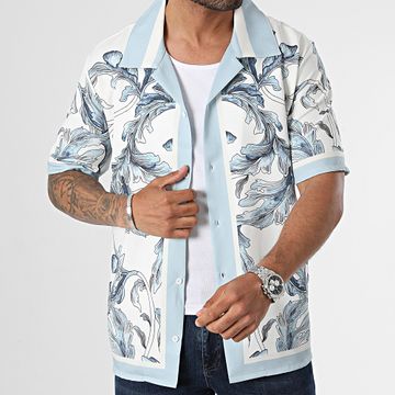 KZR - Camisa Manga Corta Blanco Azul Claro