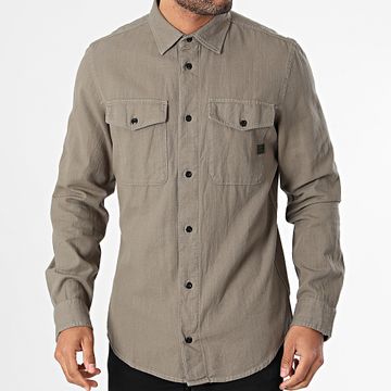 G-Star - Slim Navy Camisa Manga Larga D24963-D454 Caqui Verde
