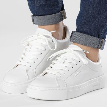 Calvin Klein - Cupsole Lace Up Mujer Zapatillas HW0HW02119 Triple Blanco