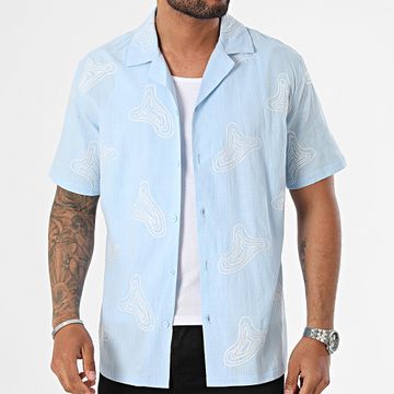 Frilivin - Camisa azul claro blanca de manga corta