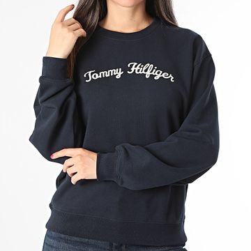 Tommy Hilfiger - Sudadera de cuello redondo para mujer Reg Script 2615 Azul Marino
