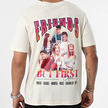Friends - Tee Shirt Oversize Large But First Coffee Back Beige