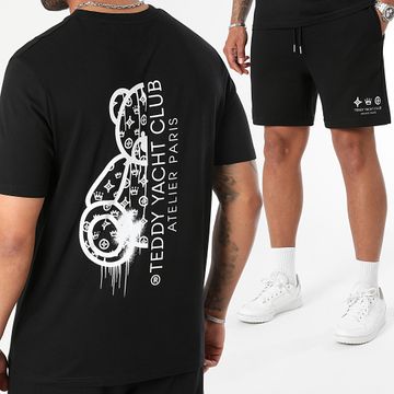 Teddy Yacht Club - Conjunto de camiseta y pantalón corto Atelier Paris Negro Blanco