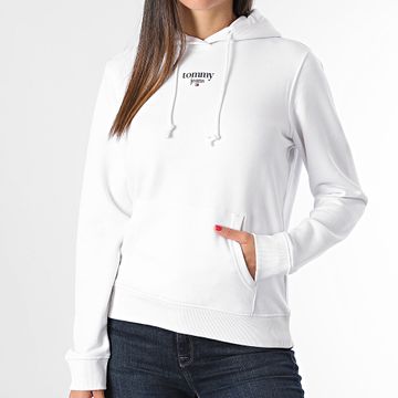 Tommy Jeans - Sudadera con capucha Essential Logo para mujer 8378 Blanco