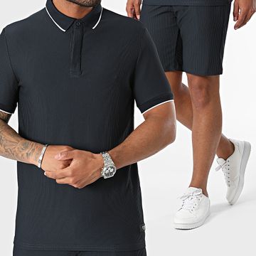 Zelys Paris - Conjunto de polo Club azul marino de manga corta y pantalón corto de jogging
