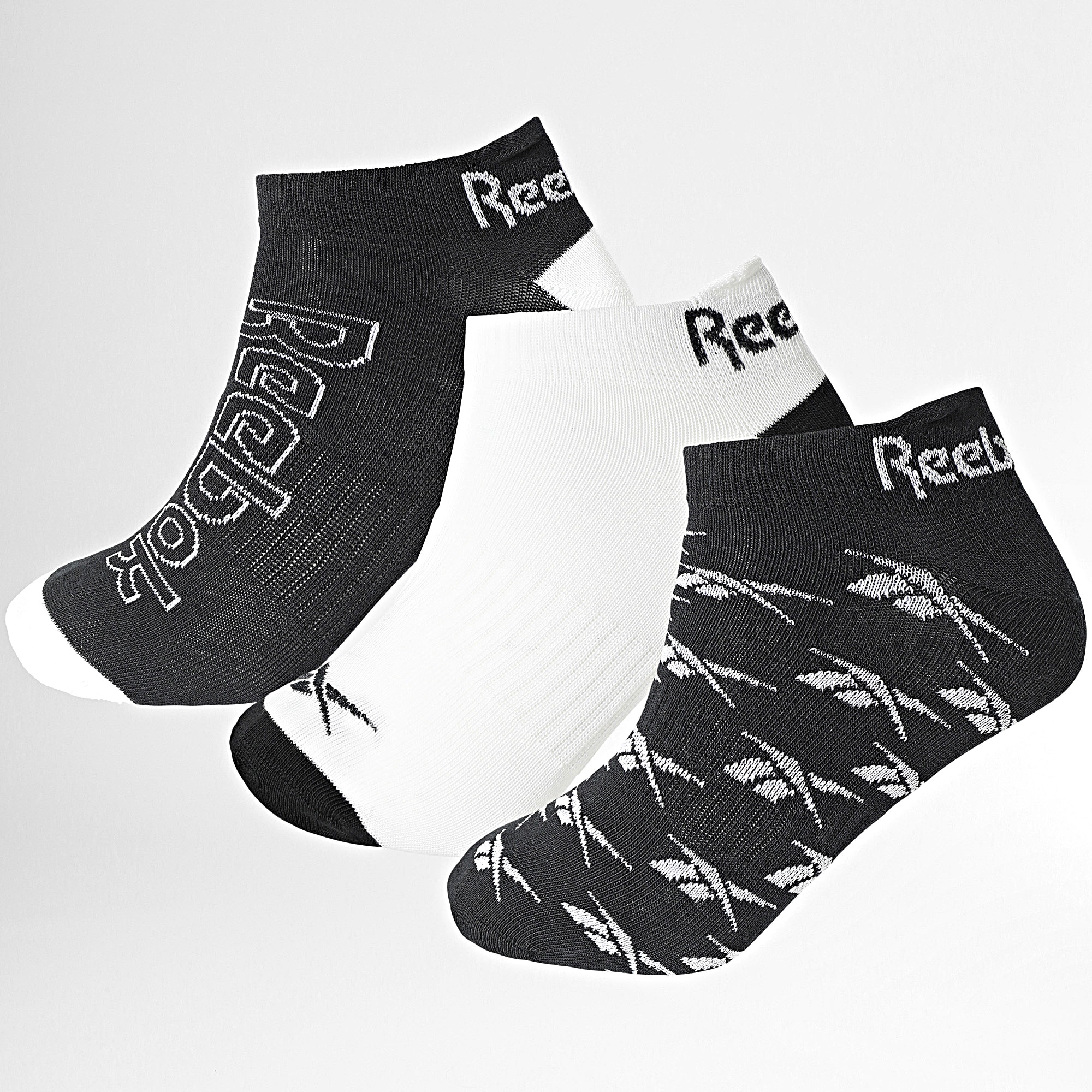Reebok - Lote de 3 Pares de Calcetines Invisibles R0370 Negro Blanco