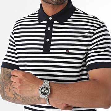 Tommy Hilfiger - 1985 Slim Stripe Polo de manga corta 7771 Azul marino Blanco
