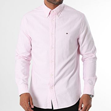 Tommy Hilfiger - Heritage Oxford Stripe Camisa Manga Larga 6238 Rosa Heather Blanco
