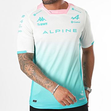 Kappa - Maillot Alpine F1 38242JW Blanco Turquesa Graduado